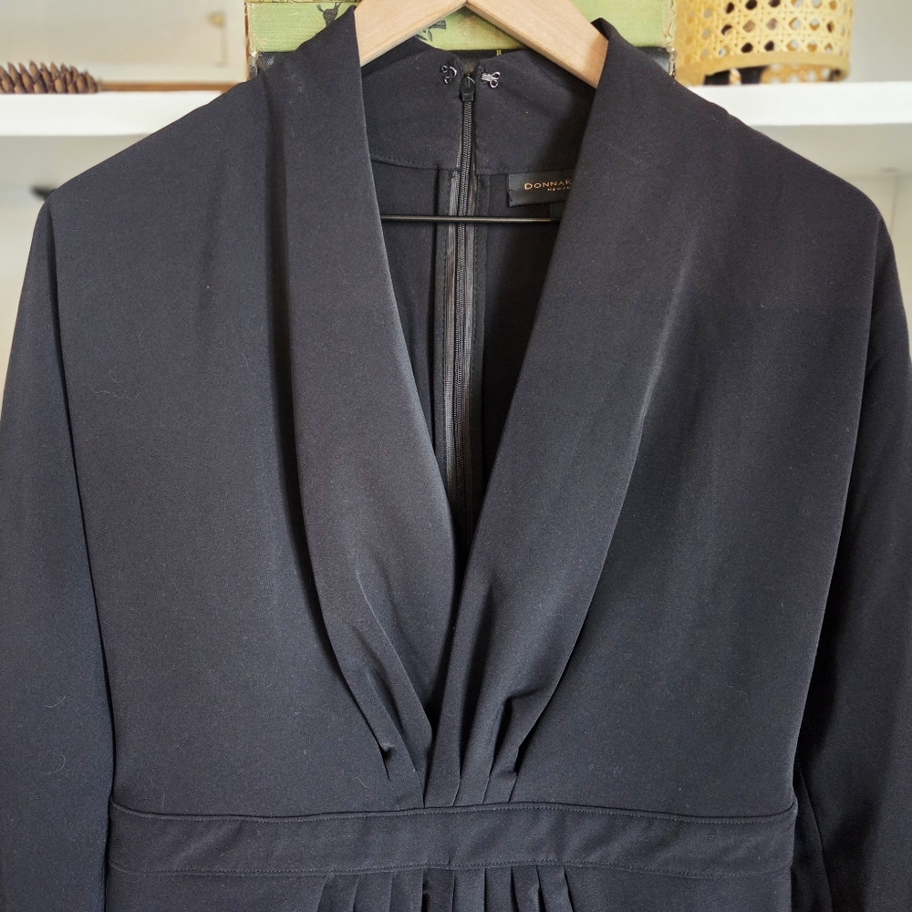 Donna Karan Black Long Sleeve V Neck Sheath Dress Career Womens Size 10 - Picture 3 of 5